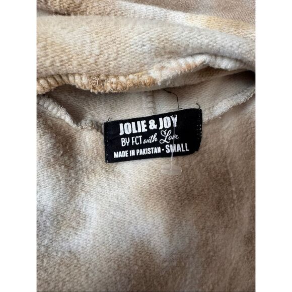 Jolie & Joy Tie-Dye Cropped Hoodie Small Survivor Warrior Graphic Beige Brown Dr - Picture 6 of 6